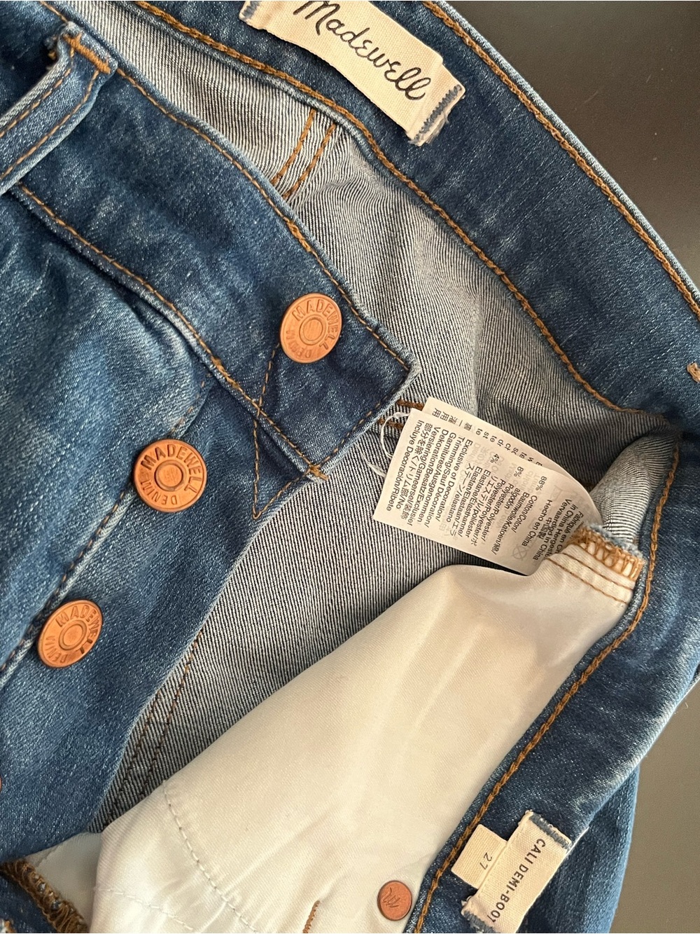 Madewell Cali Demi Boot Dark Blue High-Rise Button-Fly Jeans